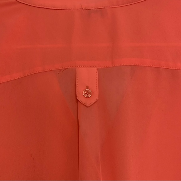 Kismet Size Medium Petite Salmon Coloured Sheer Blouse - Picture 7 of 12